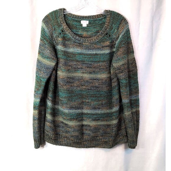Mossimo Oversize Sized L Crew Neck Pullover Sweater Blue/Green Tones Long Sleeve - Picture 2 of 14